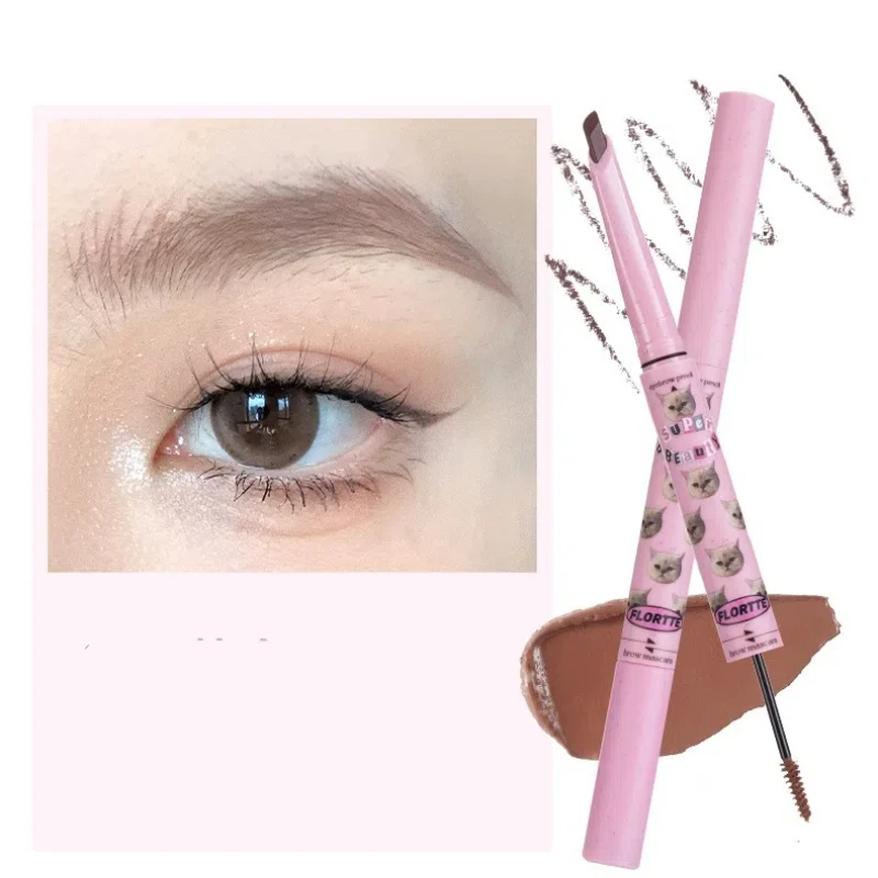 FLORTTE Eyebrow Pencil Eyebrow Tinting Cream 2-in-1 Dual Head Mascara Long Lasting Waterproof Natural Brow Makeup Cosmetics 6