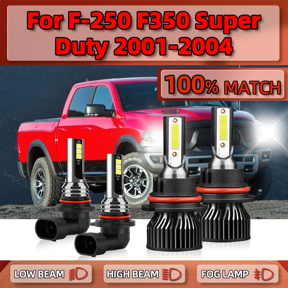 

Led Headlight Bulbs 40000LM Super Bright High Low Beam Auto Fog Lamps 6000K For Ford F-250 F-350 Super Duty 2001 2002 2003 2004