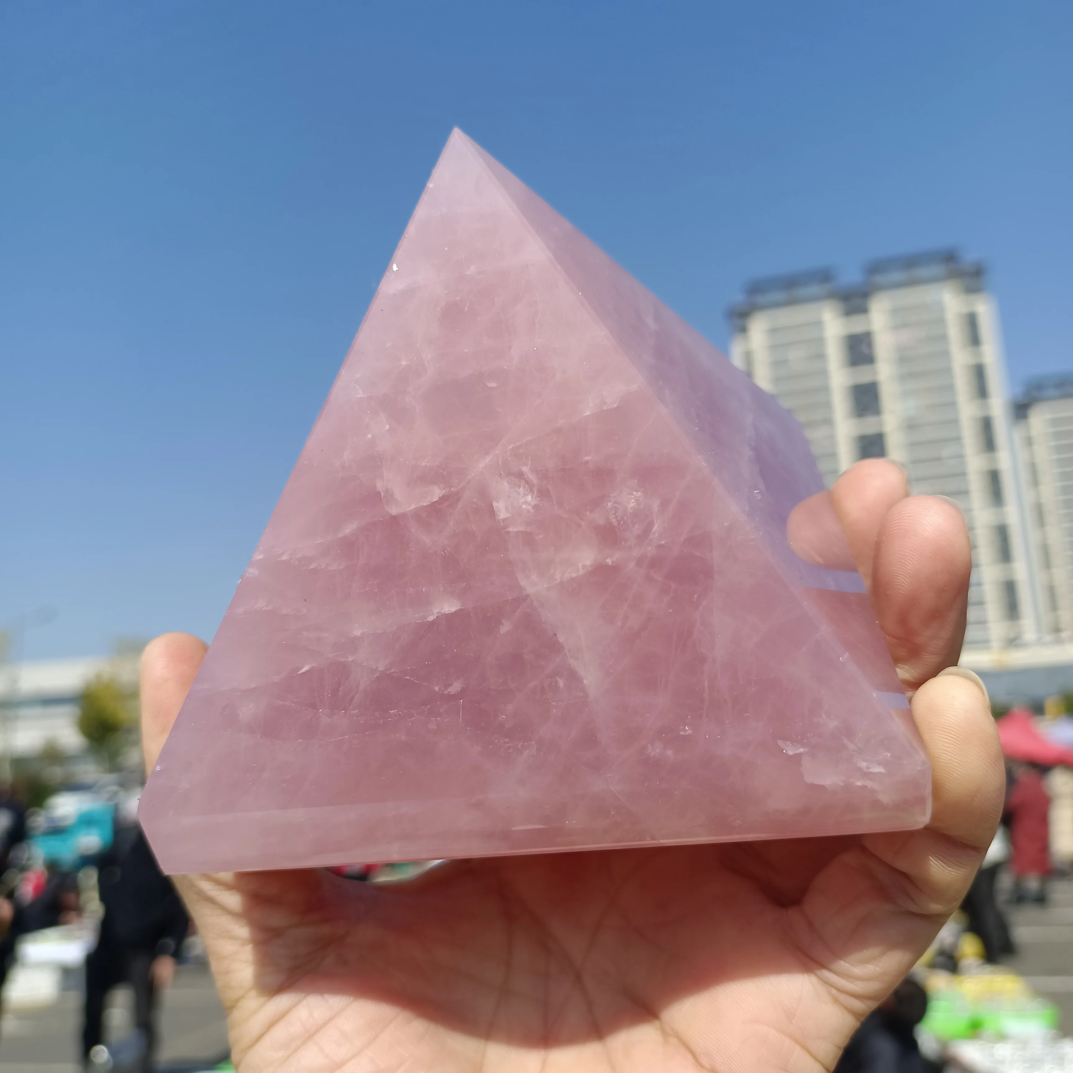 Natural Pink Quartz Pyramid, Cherry Pink Quartz Crystal Pyramid, Mineral Reiki Healing Stone, Energy Tower 3
