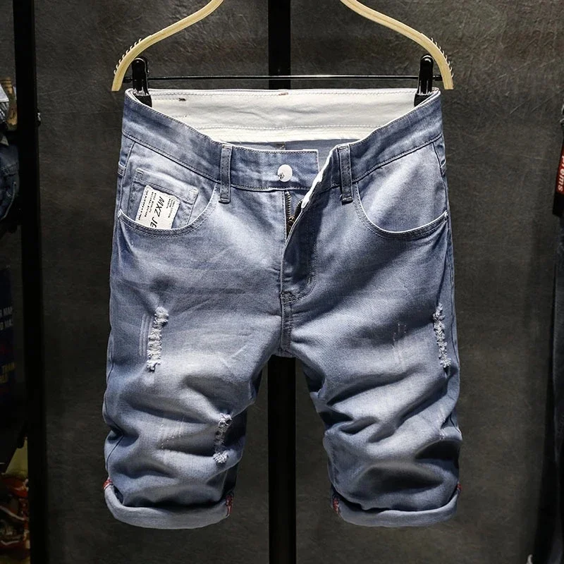 2024 Summer Brand Men's Classic Denim Shorts 98% Cotton Jeans Simple Fashion Youth Straight Loose Casual Shorts