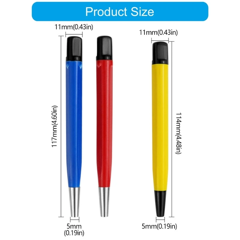 Fiberglass Scratch Brush Set, Jewelry Cleaning Brush with Steel Brass Tips, Corrosion Remover, Rust Remover, 3Pcs