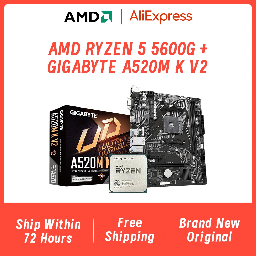 New-AMD-R5-5600G-Ryzen-5-5600G-CPU-GIGABYTE-A520M-K-V2-Motherboard-Set ...