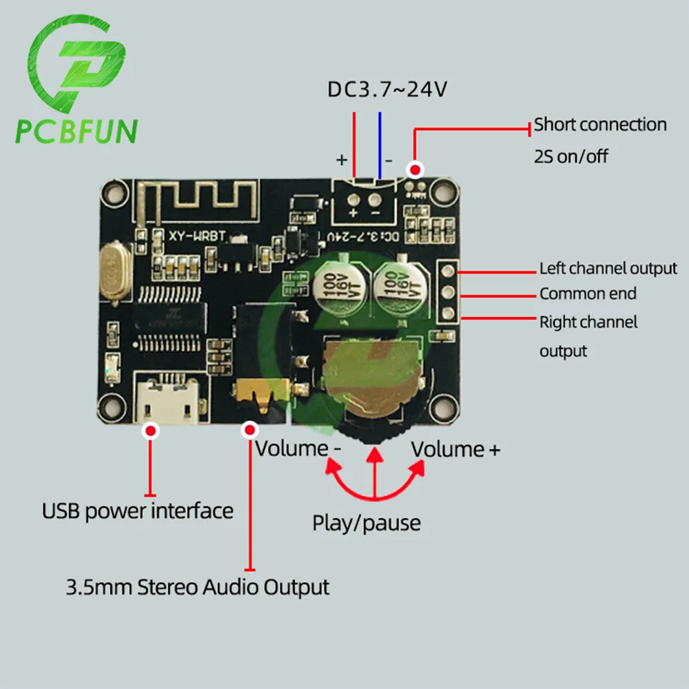 Bluetooth 5.0 Audio Receiver Board Mp3 Lossless Decoder Board Wireless Stereo Music Module XY-WRBT Wireless Speakers 12V 24V audio receiver board wireless module audio board