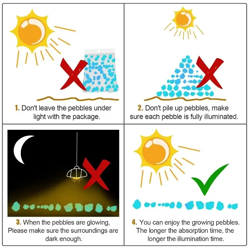 100Pcs Glow in the Dark Garden Pebbles For Sidewalk Garden Terrace Lawn Garden Patio Fish Tank Aquarium Decoration Glow Stone