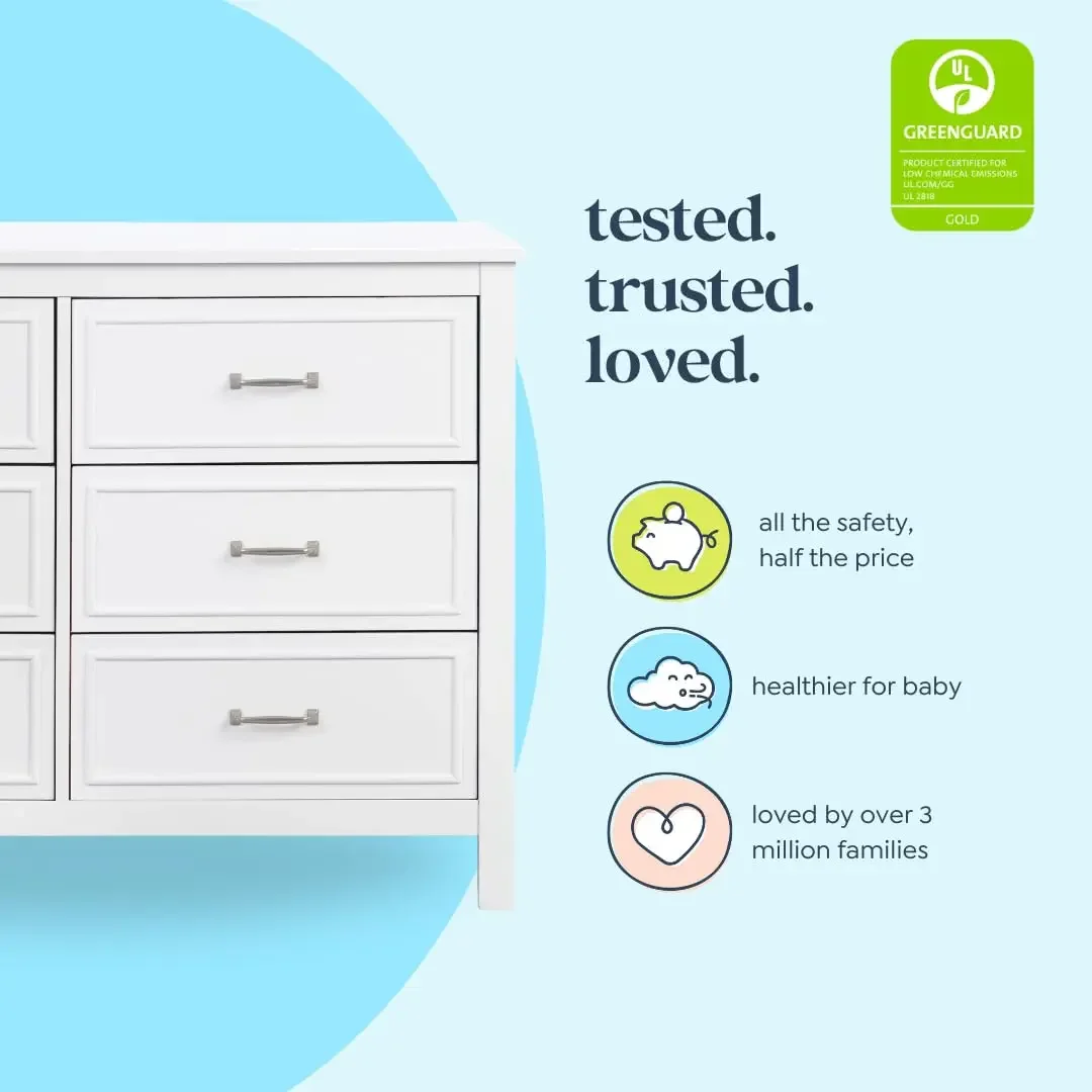NEW-Charlie 6-Drawer Double Dresser in White