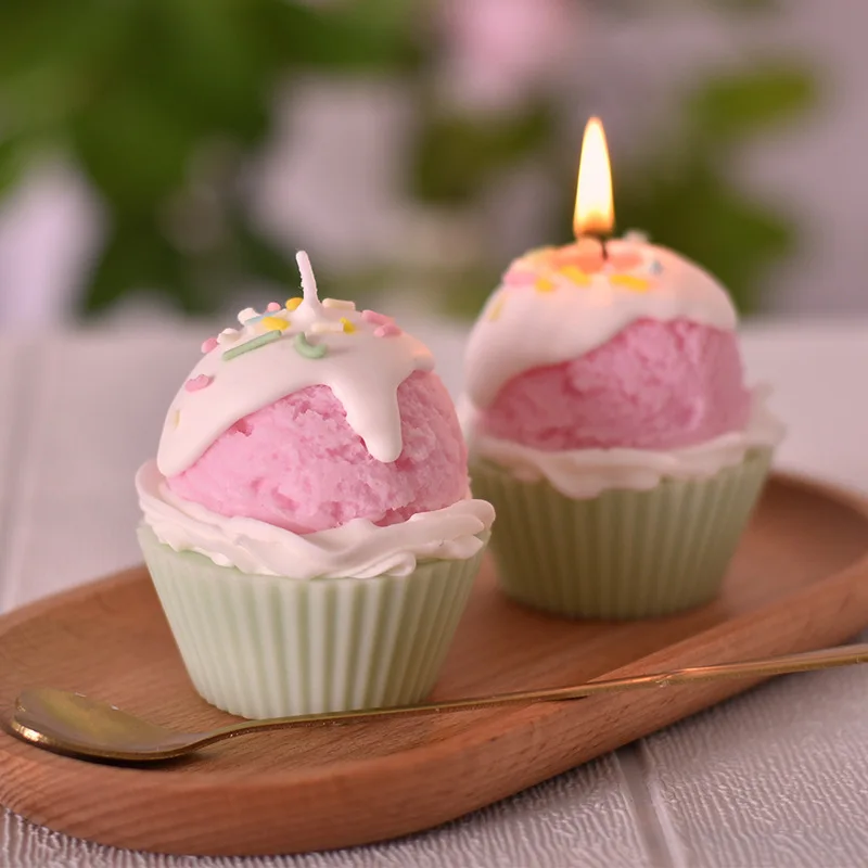 3D Simulated Cup Of Ice-cream Ball Shape Silicone Candle Mold Epoxy Resin DIY Ice-cream Candle Mold Wax Making Soap Cake silicone mold silicone candle mold aromatherapy candle mold silicone candle molds candle mold