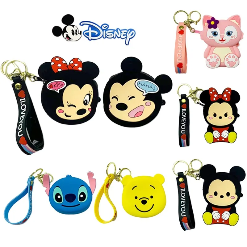 Kawaii Disney Portamonete Portamonete Portachiavi Mickey Silica Pendenti Portafogli Cute Storage Packs Auricolari Borsa Mini Clutter Bag