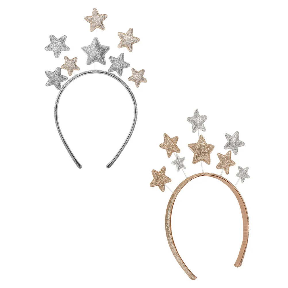 

2 PCS Pentagram Headband Unique Headdresses Metal Hair Hoops for Girls Headbands Kids Iron Child Adorable Birthday Party