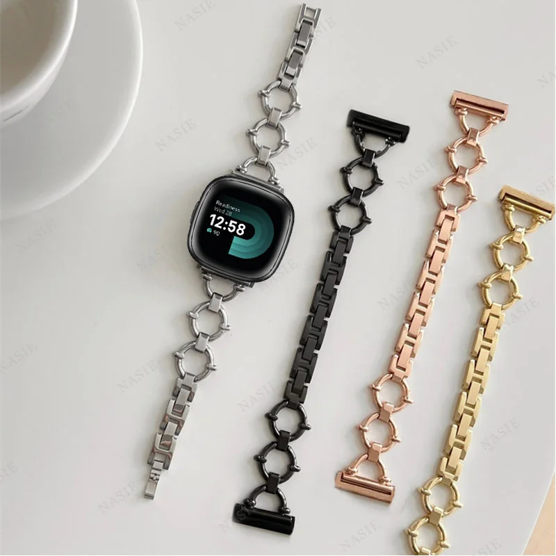 Luxury Stainless Steel Chain Strap Bracelet for Fitbit Versa & Sense Series
