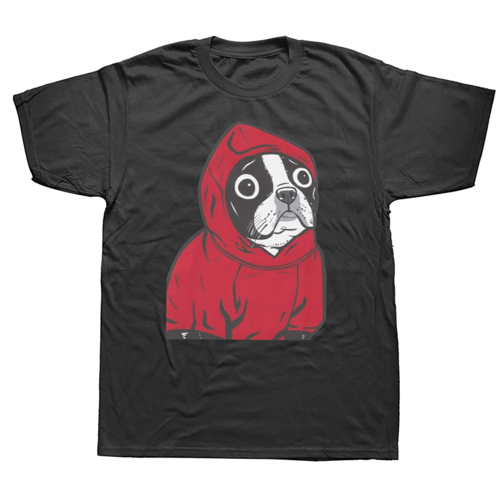 Boston Terrier In a Red French Bulldog Pet Dog Lover T Shirts Graphic Streetwear Short Sleeve Birthday Summer T-shirt Men