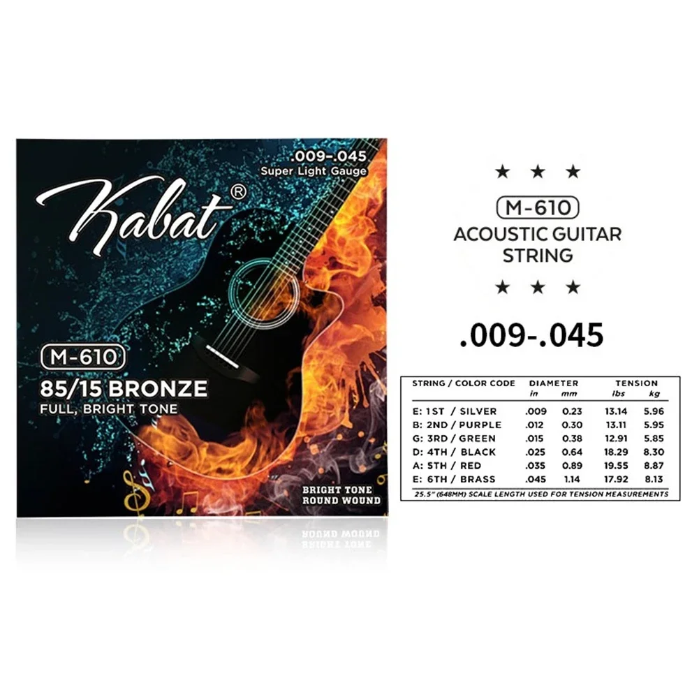 6 Teile/satz Akustische Gitarre Saiten Teile Volle Größe 09-45 10-50 11-52 12-54 13-56 Messing Gitarre Saiten Geschenk Für Anfänger Spieler – Detail 17