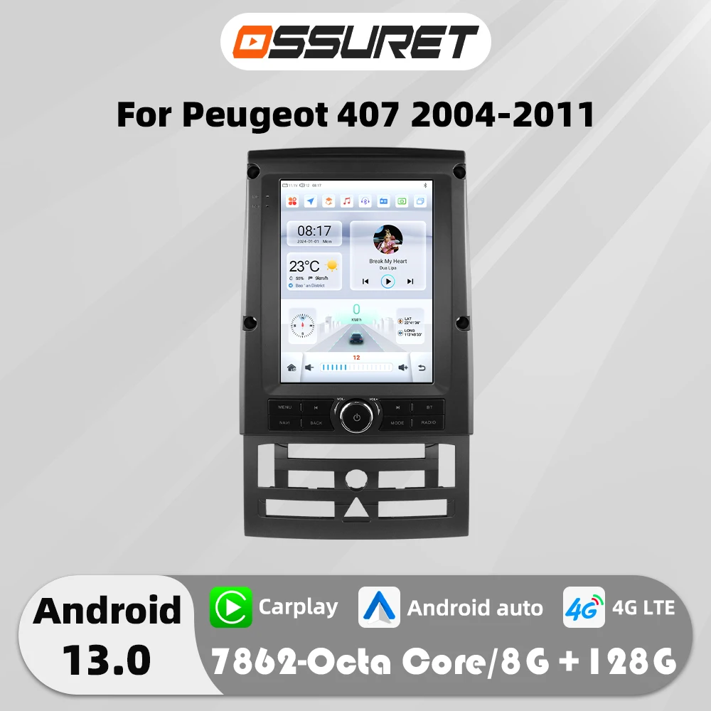 9,7 "7862 Android 13 autor de coche para Peugeot 407 cc SW 407CC 2004-2011 Autoradio reproductor Multimedia GPS estéreo 360 Cam Carplay