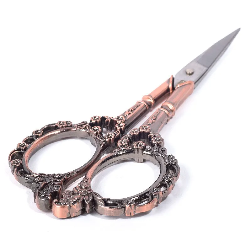 Vintage Plum Blossom Scissors Retro European Manicure Stainless Steel Scissor 7.8*15cm Long Head Sewing Trimmer Metal Scissor #T 5