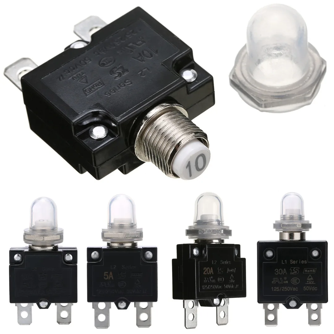 AC125/250V Push Reset Button Circuit Breaker Overload Protector 5A AC125/250V Push Reset Button Circuit Breaker Overload Protector 5A