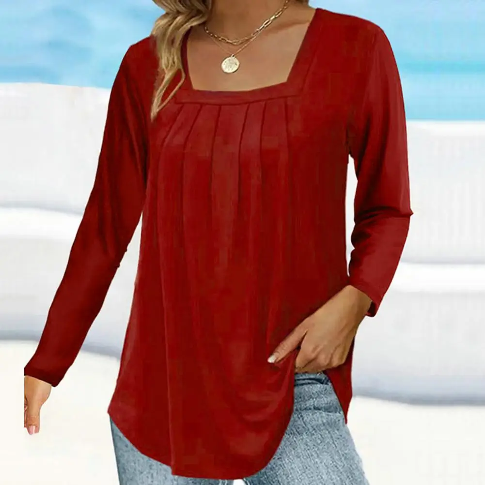 

Women Cotton Blend Ribbed Square Neck Crop Top With Long Sleeve