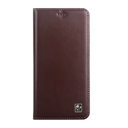 Luxurious Nappa Genuine Leather Wallet Case with Magnetic Flip Cover - OnePlus 9R (Coffee)