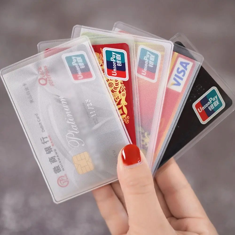 

Translucent ID Card Holder Anti-theft School Office Supplies PVC Business Card Case Protection Sleeve