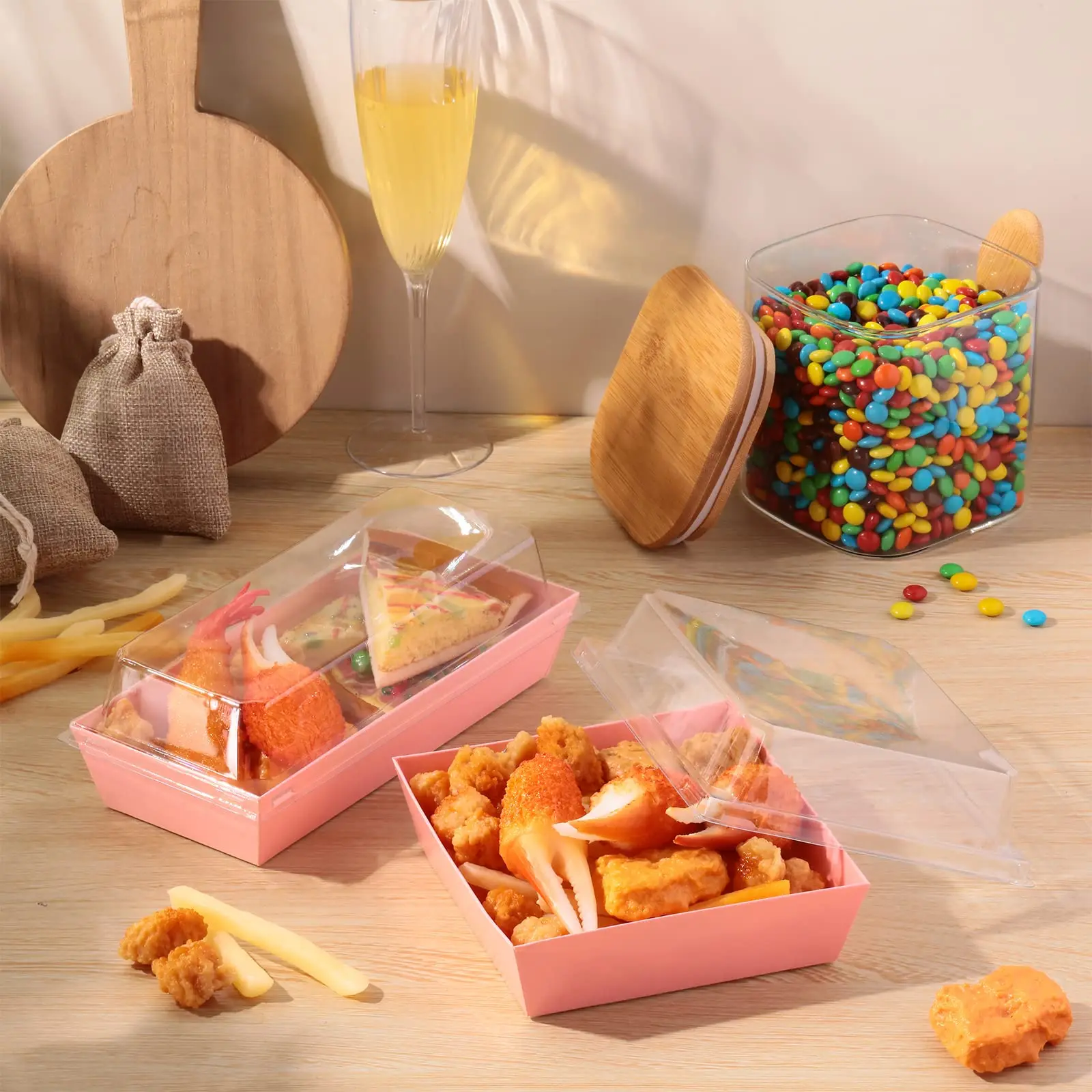 Disposable Charcuterie Boxes Clear Lids Paper Dessert Boxes Food Dessert Containers Bakery Chocolate Strawberries Supplies