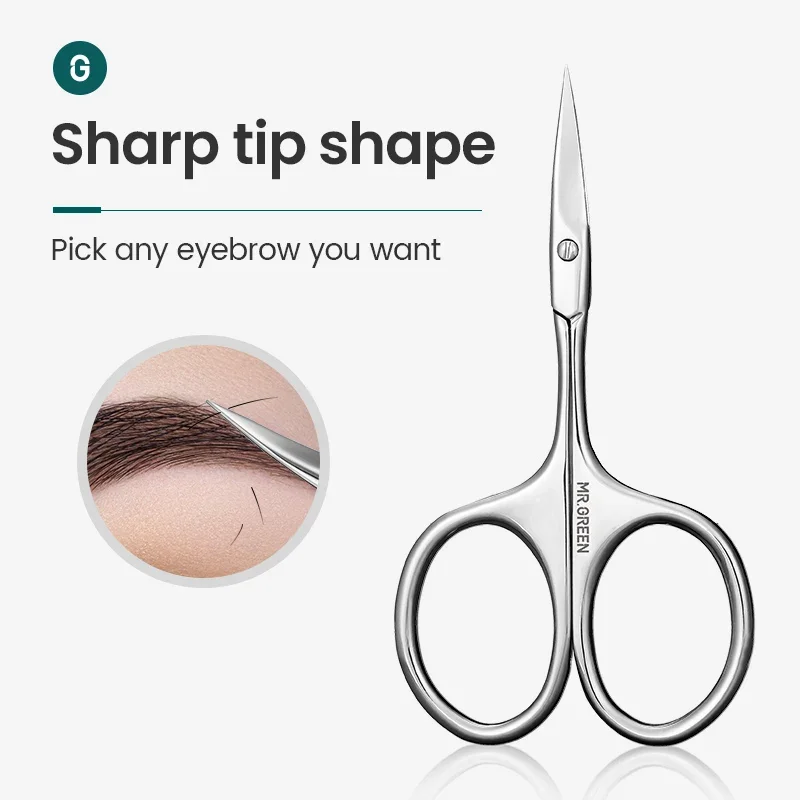 MR.GREEN Eyebrow Scissors Curved Blade Cuticle Scissors Professional Stainless Steel Manicure Trimmer Hair Remover Tool 4
