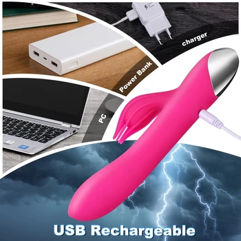 10 Speed G Pot Vibrator USB Rechargeable Powerful Dildo Rabbit Vibrator for Women Clitoris Stimulation Massage Adult Sex Toys 5