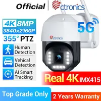 Ctronics réel 4K caméra de Surveillance extérieure 5Ghz Wifi 8MP 3840x2160P couleur Vision nocturne caméra IP de sécurité 360 suivi automatique 1