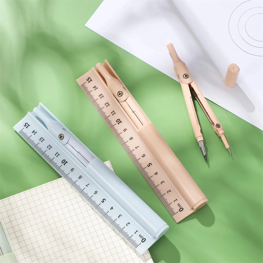 Three in One Multifunctional Compass Ruler with Pencil Refills Lead Circle Math Geometry Tool Student School Stationery Supplies,mathematical rulers set,drawing tool set
