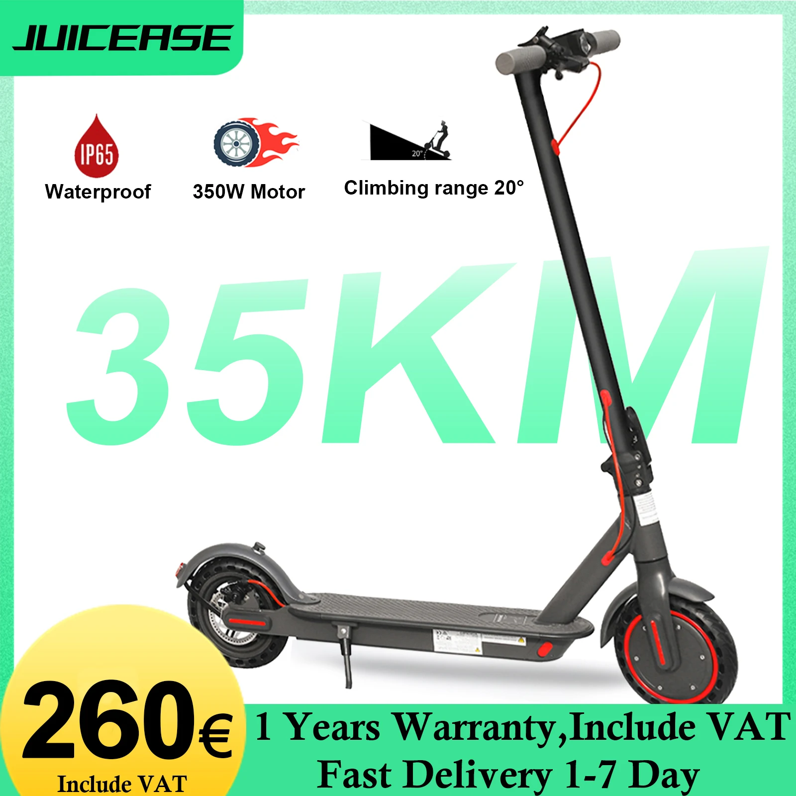 JUICEASE-Trottinette Électrique Pliable pour Adulte, Xiaomi Smart, 365GO,  350W, 7,8 Ah, 31 km/h