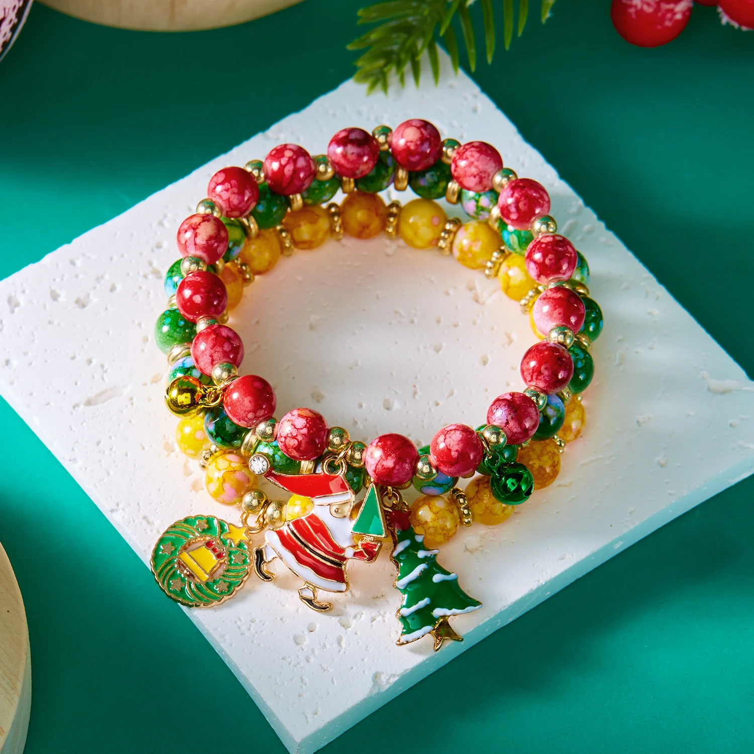 Set Di 6 Braccialetti Di Natale Per Donne E Ragazze, Con Ciondoli Festivi