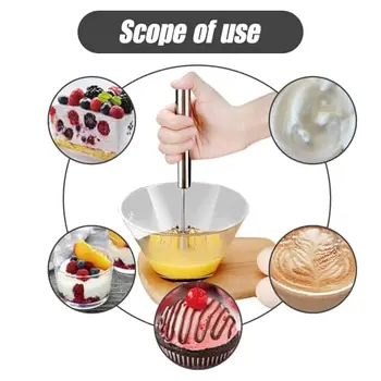 4-Speed Manual Mixing Handheld Blender - Battery-Free for Batter Sauce Egg Baby Food Baking Cooking 5