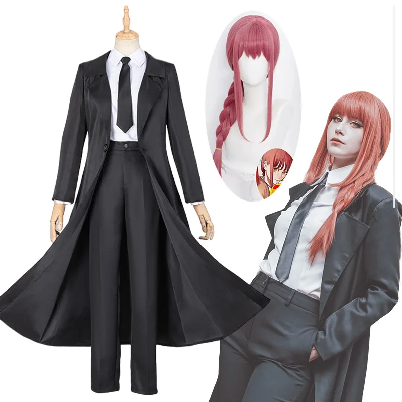 Anime Chainsaw Man Makima Angel Devil Cosplay Costume Wig Black Suit Shirt  Pants Coat Halloween Party Role Play Uniform Girls - AliExpress