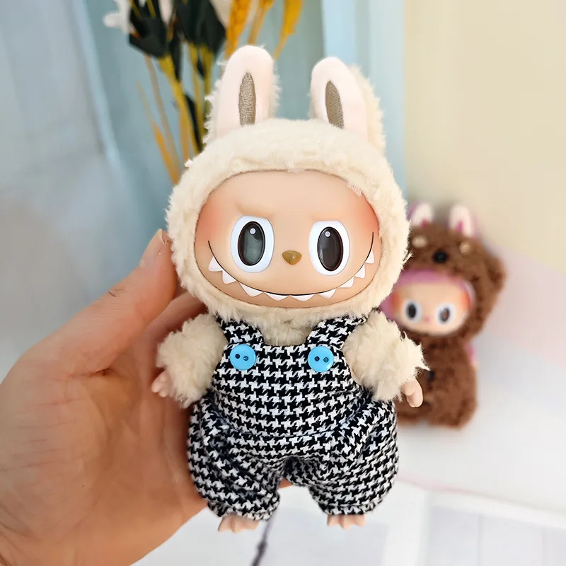 thumbnail image 1 of 17cm Labubu Doll Clothes Heartbeat Macaron Baby Pendant Clothes T-Shirt Button Up Suspender Pants Clothes Replacement Trend Gift, 1 of 5