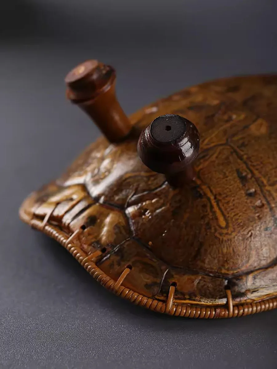 Chinese Bamboo Woven Turtle Shell Fruit Basket, Desktop Storage Ornaments, Ornaments, Nuts, Snacks