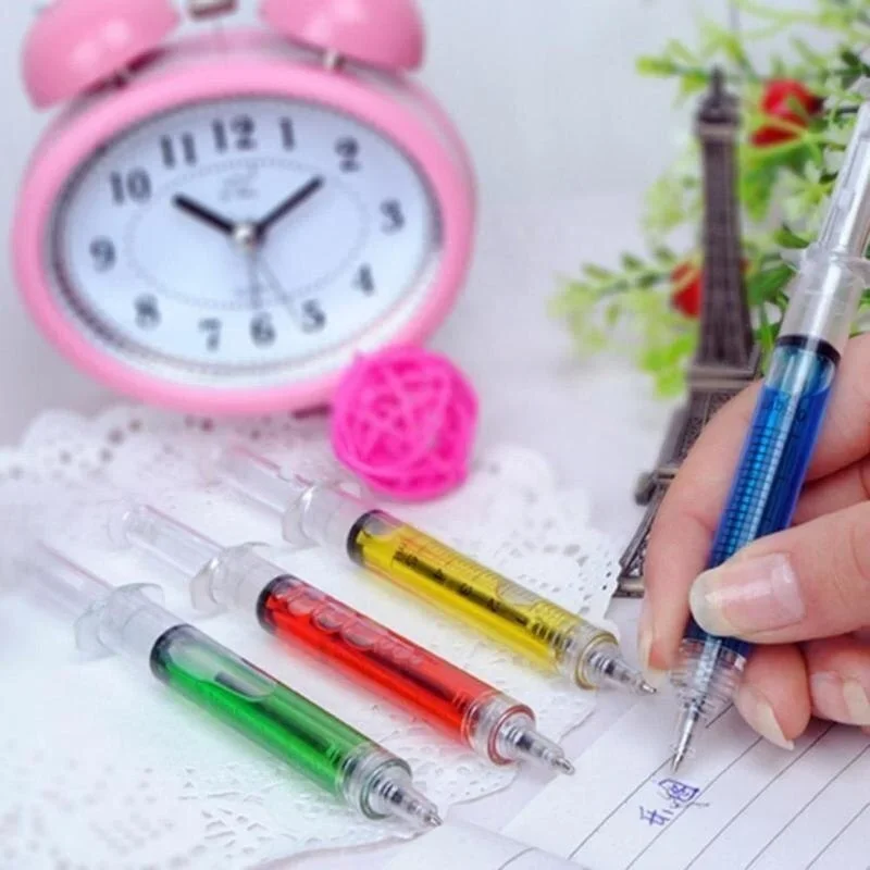 4PCS Funny Whole Person Toy Syringe Pen Pen Holder Ballpoint Pen Creative Stationery Student Supplies Gift