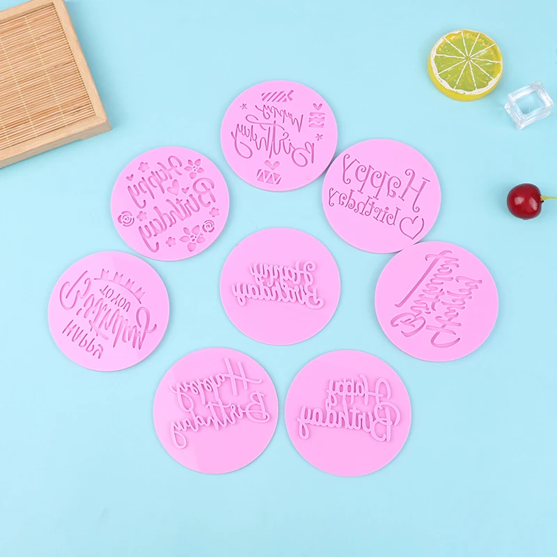 

1PC 7 Styles Cookie Mold Happy Birthday Day Letter Embossed Biscuit Mould Cake Cutter Stamp Fondant Cake Decoration Tools