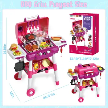 Parrilla Barbacoa Juguete Niños: Sonido, Humo y Accesorios - Rosa