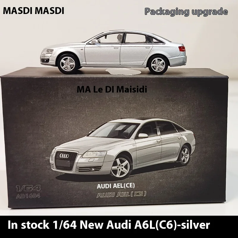 새로운 Masdi 1:64 아우디 A6l C6 클래식 시리즈 합금 미니 자동차 모델 수집용 정적 일체형 장난감 소년 선물 장식품 재고 있음