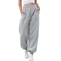 Women's Fashionable High Waisted Casual Sports Versatile Sweatpants with Ankle Cuffs 1