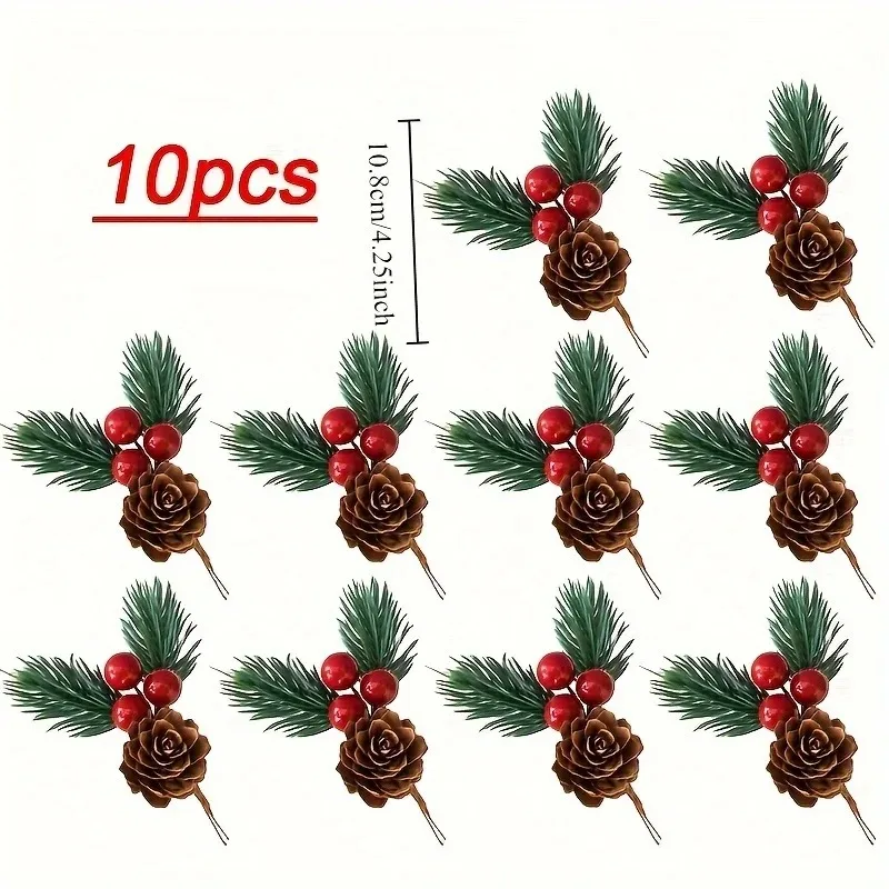 Realistic Pine Cones & Red Berries Set - For Christmas Tree Toppers, Holiday Wreaths &DIY Craft Projects, Vibrant Festive Decor