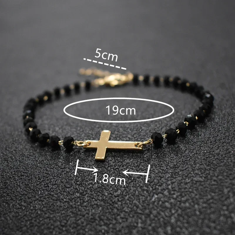 Bracciale Uomo E Donna In Acciaio Oro Giallo - Modello Rosario Con Croce E Medaglietta - Regalo Compleanno, Battesimo, Comunione - Anallergico