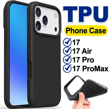 Custodia protettiva per tutto il corpo Silky-Soft Touch Cover per telefono antiurto antigraffio nera per IPhone 17ProMax/17 Pro/17 Air/17