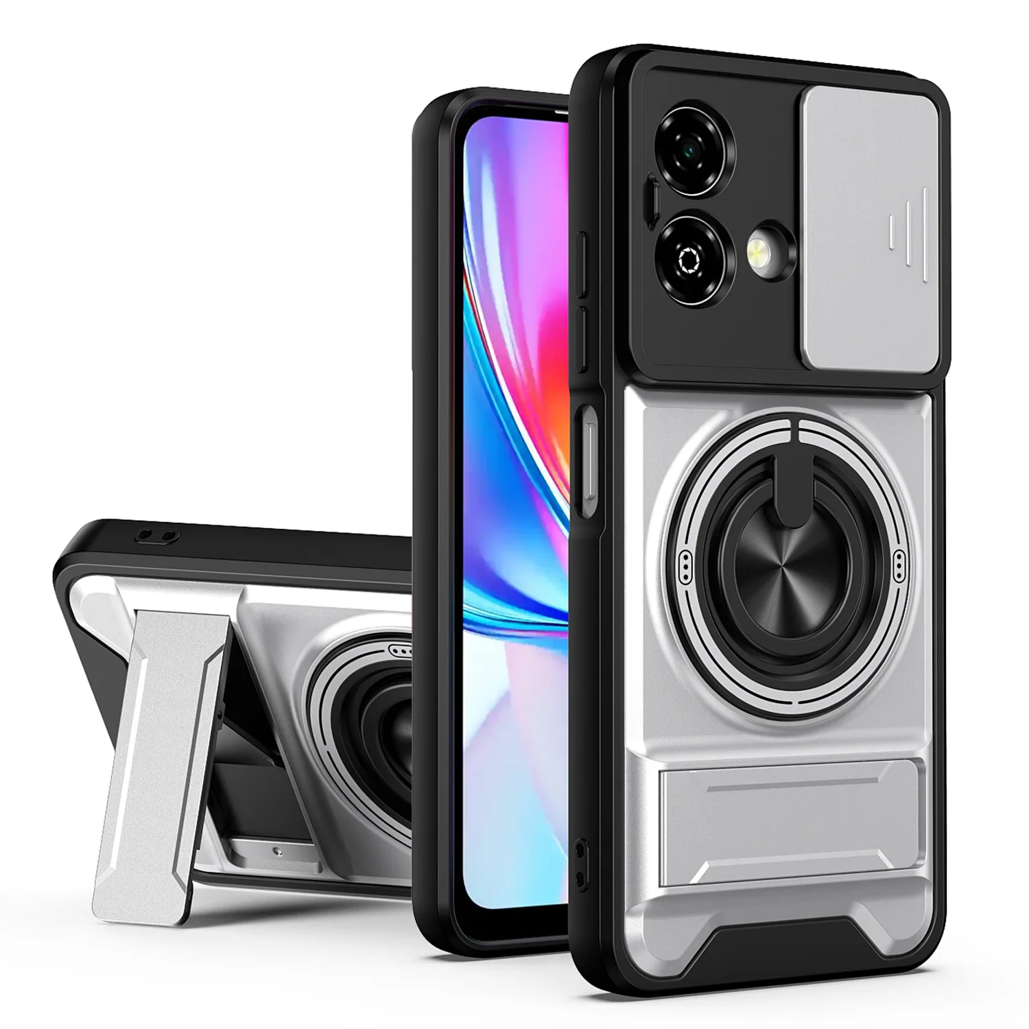 Rotatable Slide Camera Protection Ring Stand Shockproof Cover Case