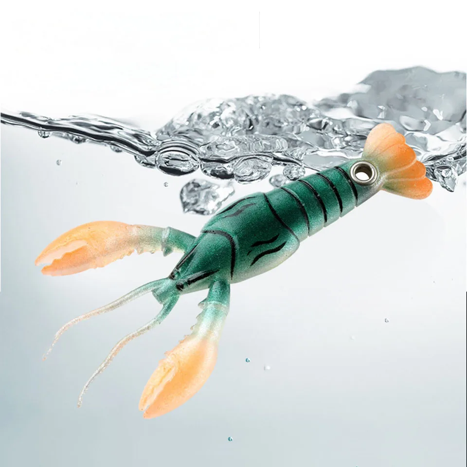 WALK FISH 1PCS New Crazy Shrimp Lures 95mm 6g Soft Lure Fishing Baits  Lobster Soft Plastic Lure Artificial Simulation Crayfish
