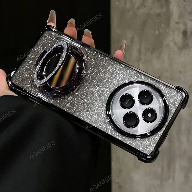 Anti-Shock Plating Case with Makeup Mirror Stand and Four-Corner Protection