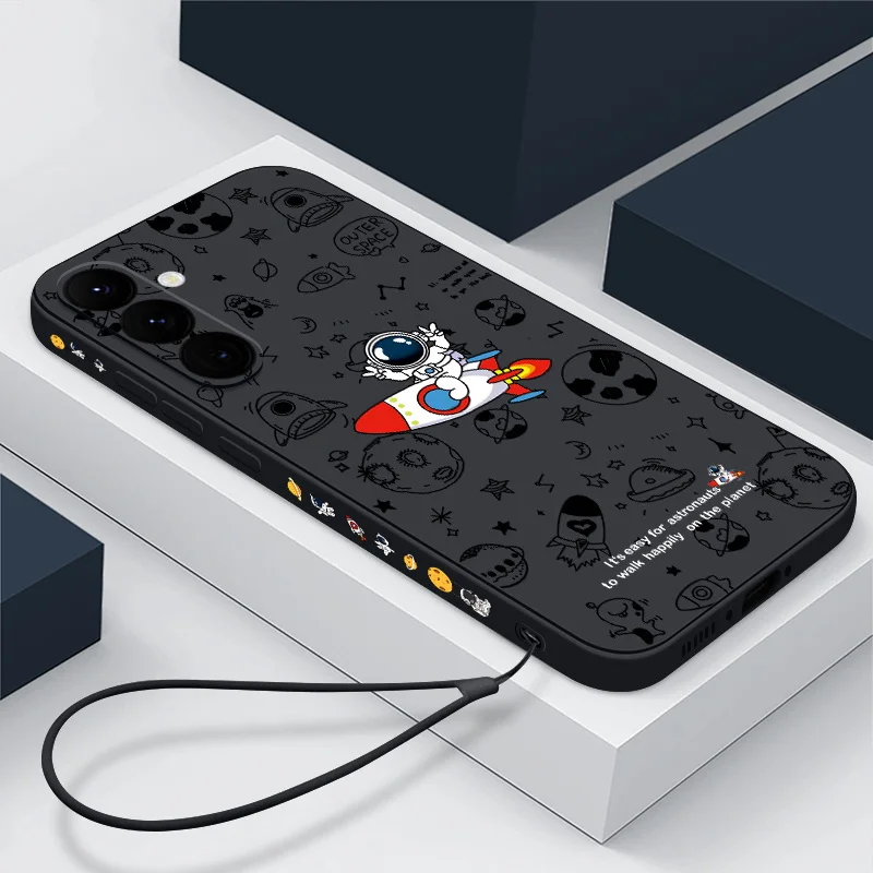 Spaceship Astronauts Soft Lanyard Phone Case Cover