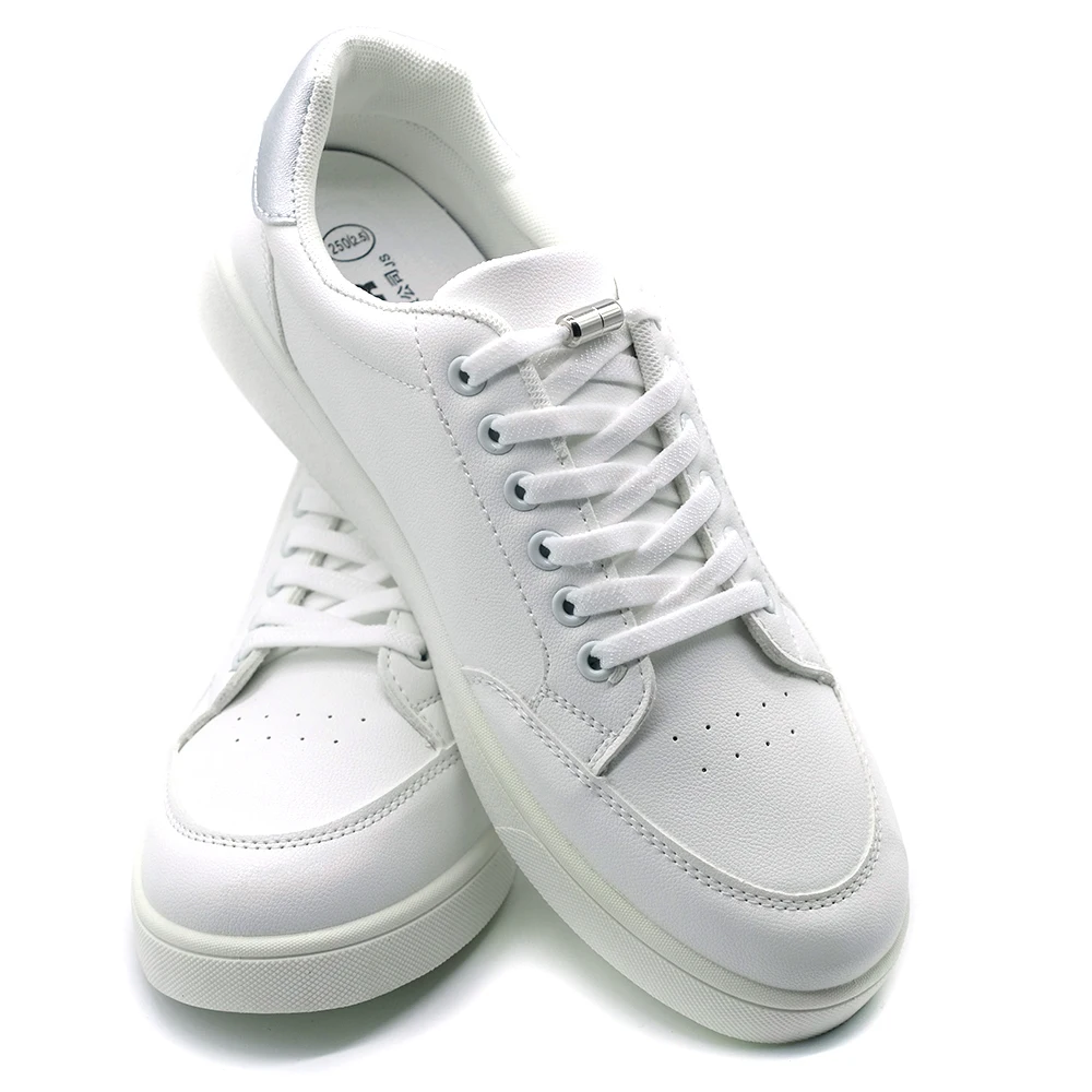No Tie Shoelaces with Metal Lock – Flat Elastic Laces Adults and Kids Sneakers, Quick Wear Shoe Strings for Lazy Day_voghion.com