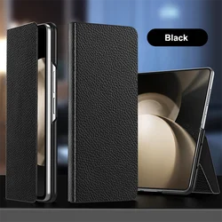 Luxury Textured Genuine Leather Flip Case with Hinge Protection - Genuine Leather (Color A)