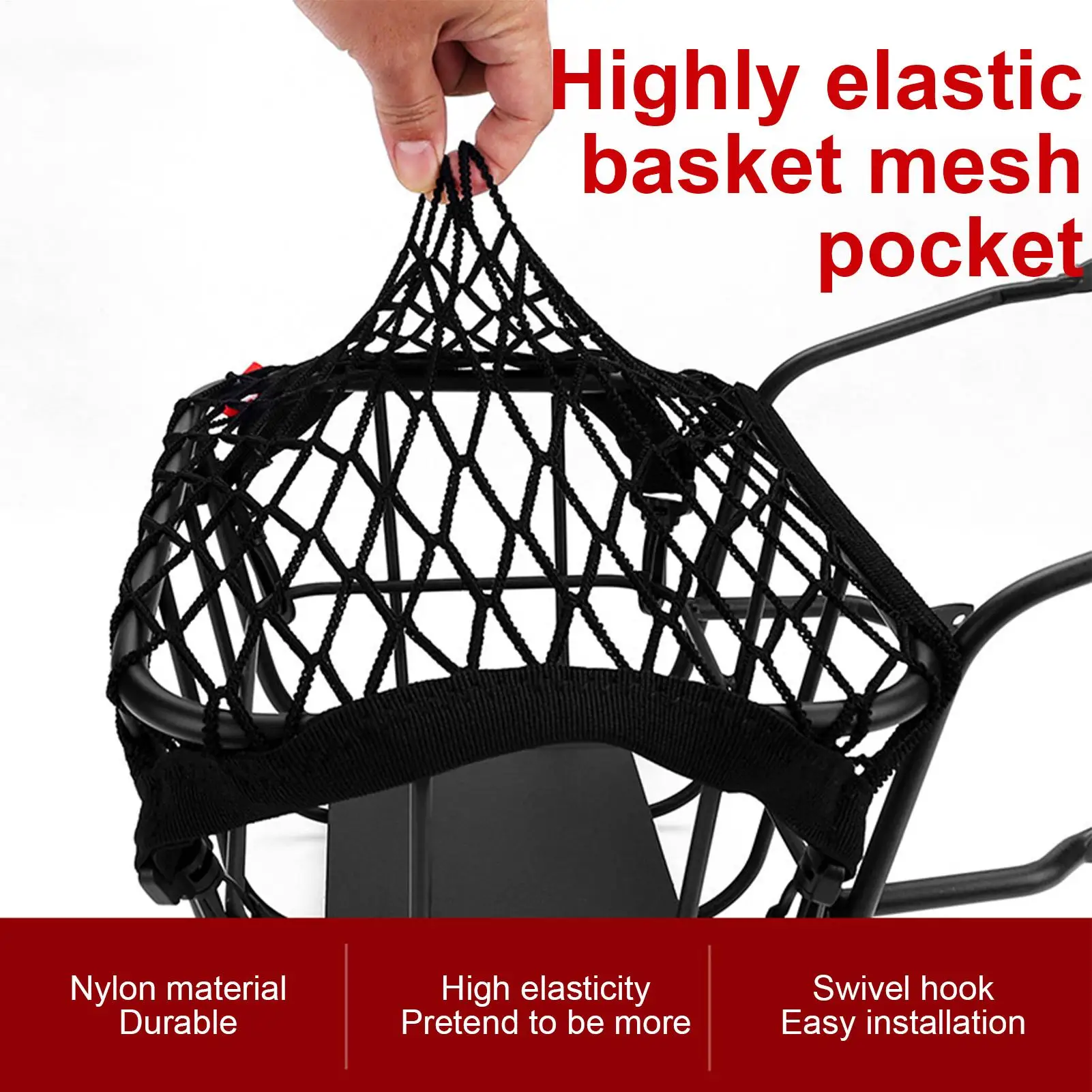 Motorcycle Cargo Net High Elastic Polyester Cargo Net With 4 Hooks 360 Degree Rotatable Easy Installation Motorcycle Net