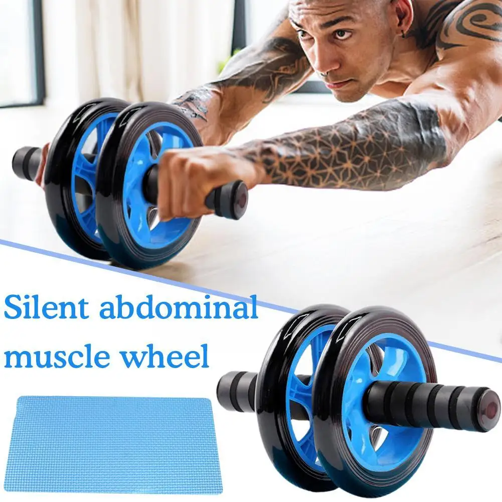 No Noise Abdominal Wheel abdominal wheel abdominal fitness instrument abdominal workout aids Non-slip Roller With Knee Mat For Gym Muscle Trainer Exercise Tire Pattern Fitness Equipment C2N0