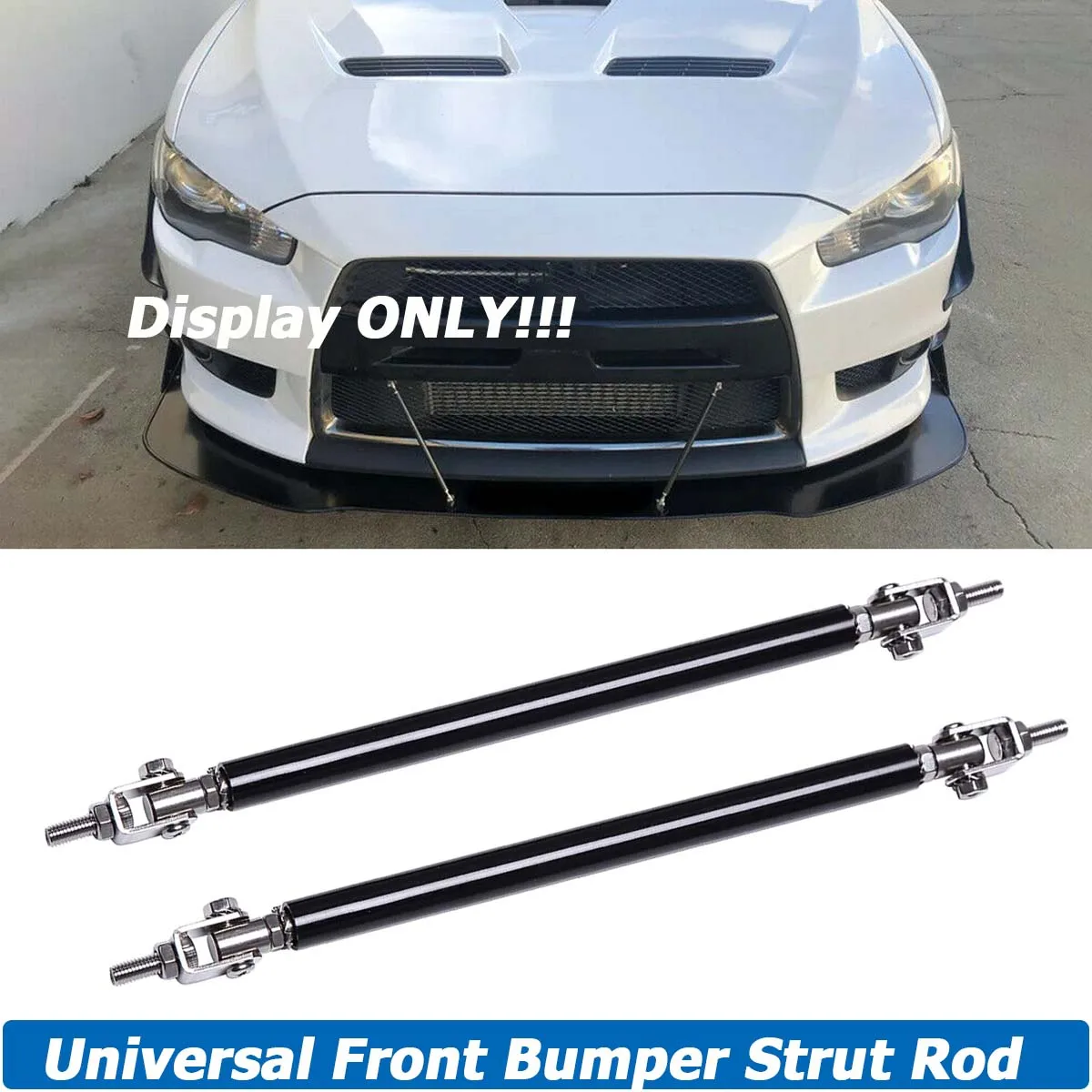 IKON MOTORSPORTS Adjustable Universal Fit Most Vehicles Front Bumper Lip Splitter Diffuser Strut Rod Tie Support Bars 2PCS Red 