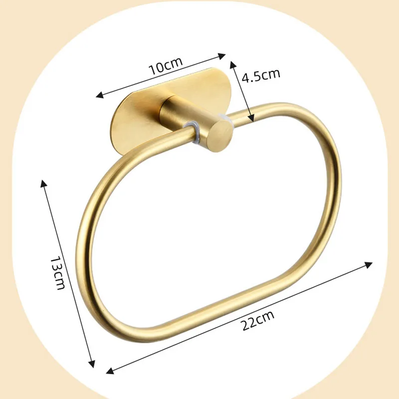 Towel Holder Stainless Steel Self-adhesive Bathroom Towels Rack Black Washhand Hanger Ring Rail Bar Kitchen Storage Accessories